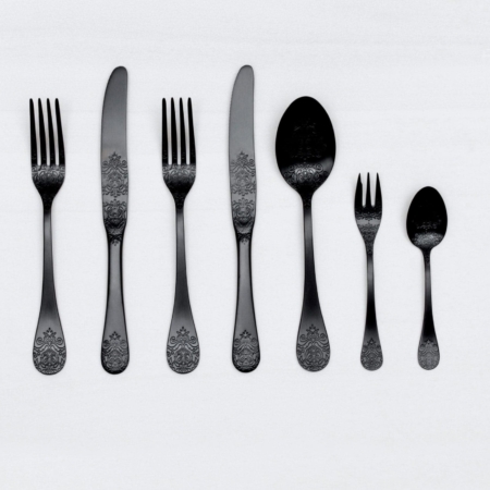 Rent black stainless steel cutlery for events