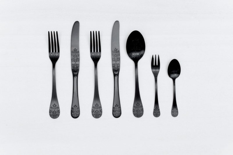 Rent black stainless steel cutlery for events