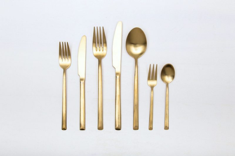  | With the cutlery series Ines we rent out wonderful, matt-gold stainless steel cutlery. The cutlery has a wonderful haptic and looks equally good for different types of events. Whether on a colourful table setting combined with strong colours, an elegant, minimalistic wedding or a stylish business dinner - our matt gold cutlery Ines is an excellent choice for your event.

Hire the starter knive Ines to delight your guests with the special cutlery.

Matching the matt gold starter knive Ines, we... | 
