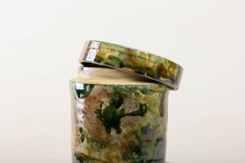  | These unique vases of the series Punca are individually and interestingly colored. Together they give a wonderful and unique impression and look great in autumn as well as in summer decoration set ups. Whether as a vase for a great autumn or cornflower bouquet or as a candy box on the buffet vase Punca is diverse and occasionally a different look.Green marbled ceramics, the old technique of marble glaze is very popular in southern Italy. The cylindrical storage jars date back to the 1930s ... | 