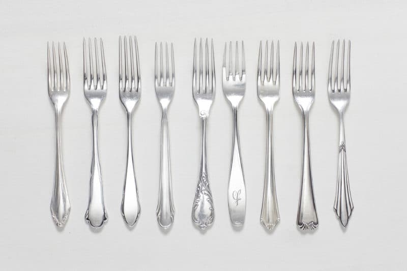 vintage silver cutlery. tableware rental antique silverware.