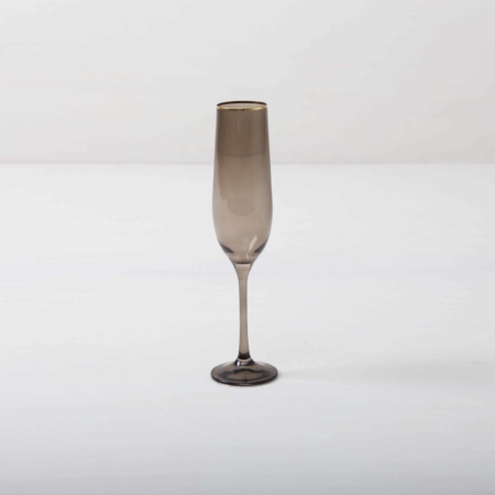 Rent champagne flute with gold rim and smoked glass look