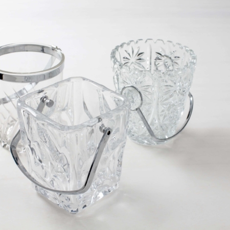 Silberner Glas Eiswürfelbehälter zu mieten