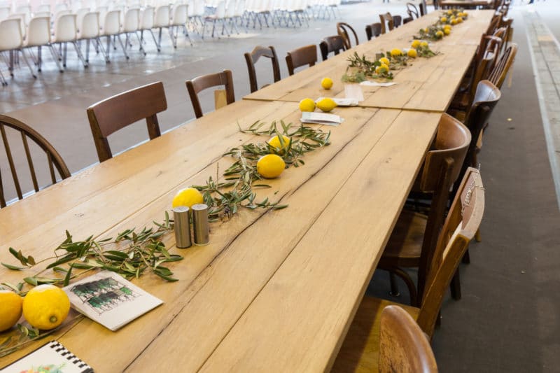  | The Constantino wooden tables are made of old half-timbered oak beams and can seat up to ten people. You can rent the rustic wooden folding table individually or rent several at once and set a wonderful dinner table for your guests. | 